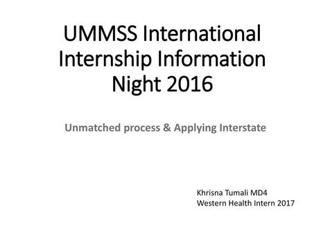 UMMSS International Internship Information Night 2016