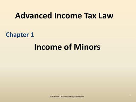 Advanced Income Tax Law