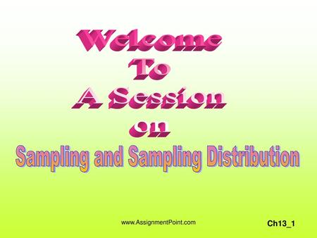 Sampling and Sampling Distribution