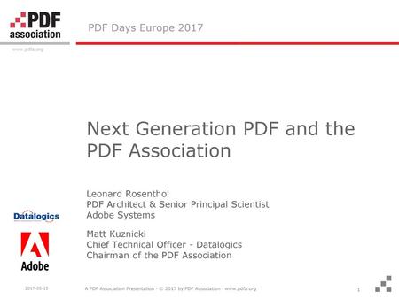 Next Generation PDF and the PDF Association