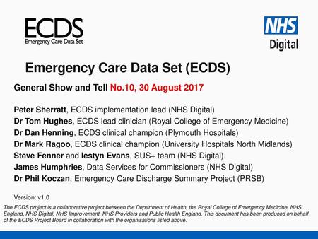 Emergency Care Data Set (ECDS)