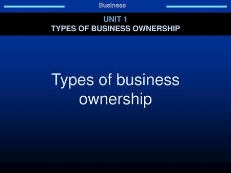 Types of business ownership