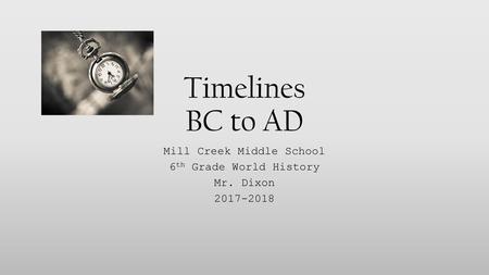 Mill Creek Middle School 6th Grade World History Mr. Dixon