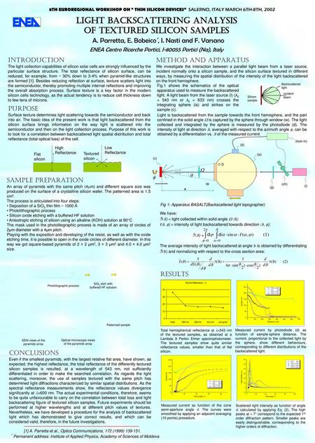 LIGHT BACKSCATTERING ANALYSIS of Textured Silicon SAMPLES