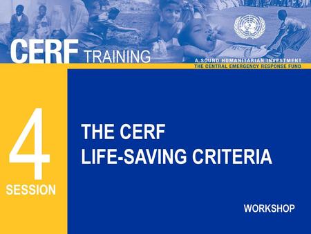 TRAINING 4 THE CERF LIFE-SAVING CRITERIA SESSION WORKSHOP.