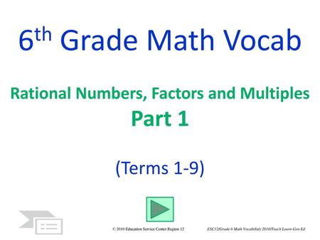 Rational Numbers, Factors and Multiples Part 1