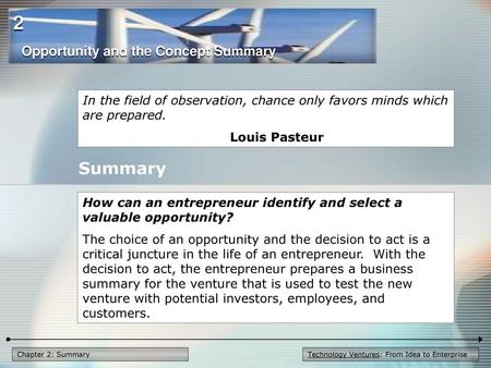 2 Summary Opportunity and the Concept Summary