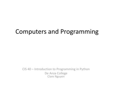 Computers and Programming