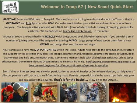 Welcome to Troop 67 | New Scout Quick Start