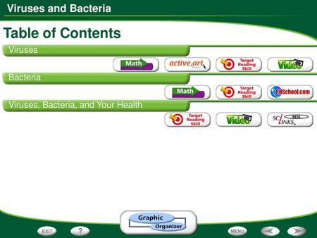 Table of Contents Viruses Bacteria Viruses, Bacteria, and Your Health.