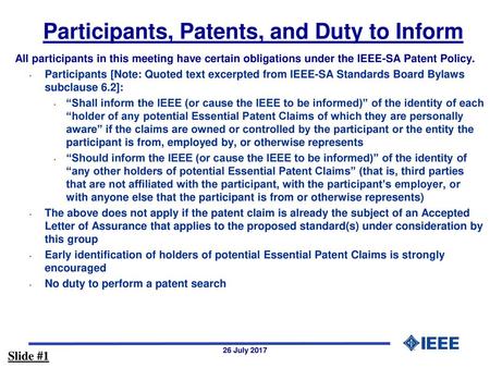 Participants, Patents, and Duty to Inform