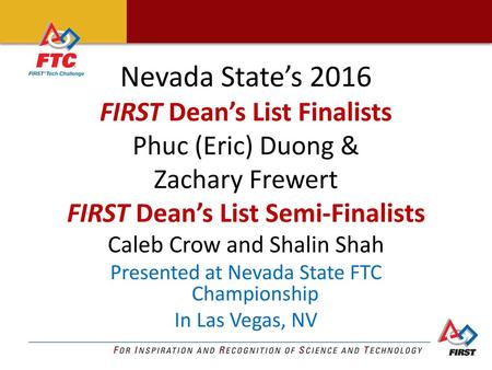 FIRST Dean’s List Finalists