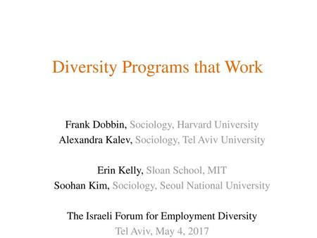 Diversity Programs that Work