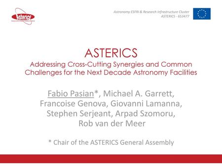 * Chair of the ASTERICS General Assembly