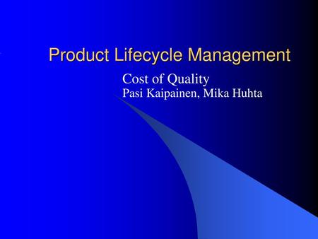 Product Lifecycle Management