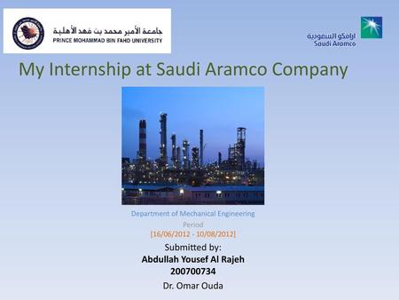 My Internship at Saudi Aramco Company