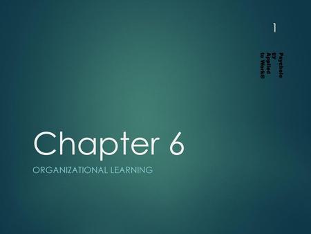 Organizational Learning