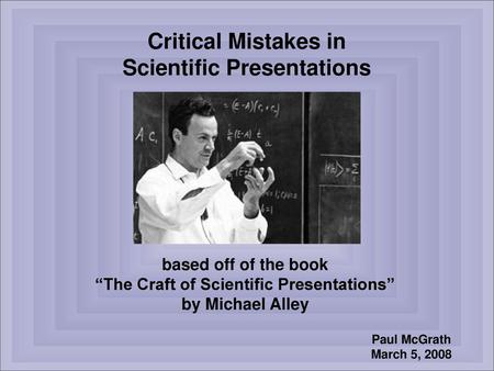 Critical Mistakes in Scientific Presentations