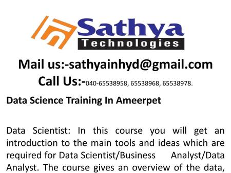 Mail Call Us: , , Data Science Training In Ameerpet