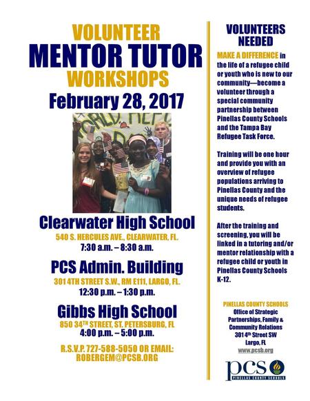 Mentor Tutor Volunteer Workshops February 28, 2017