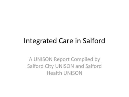 Integrated Care in Salford