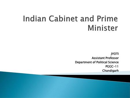 Indian Cabinet and Prime Minister