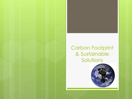 Carbon Footprint & Sustainable Solutions