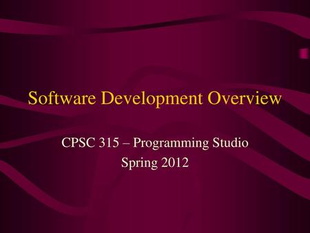 Software Development Overview