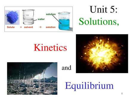 Unit 5: Solutions, Kinetics and Equilibrium.