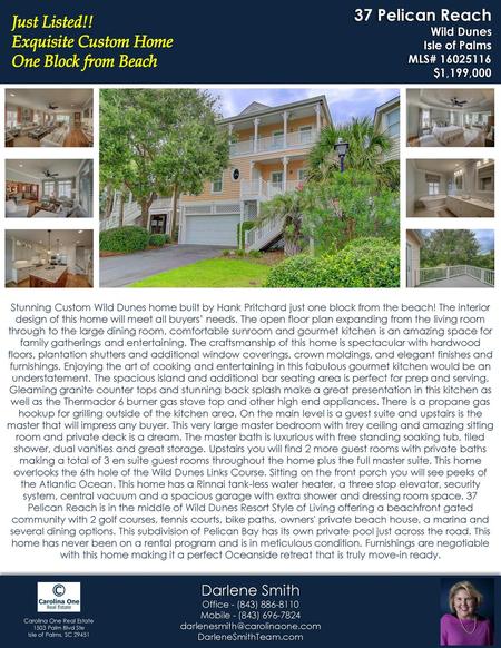 37 Pelican Reach Wild Dunes Isle of Palms MLS# $1,199,000