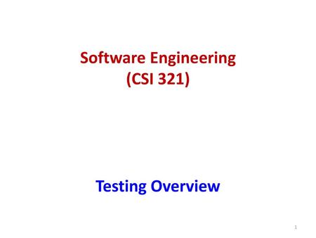 Software Engineering (CSI 321)