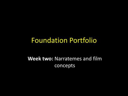 Week two: Narratemes and film concepts