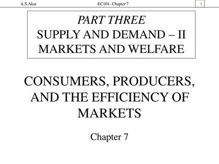 CONSUMERS, PRODUCERS, AND THE EFFICIENCY OF MARKETS