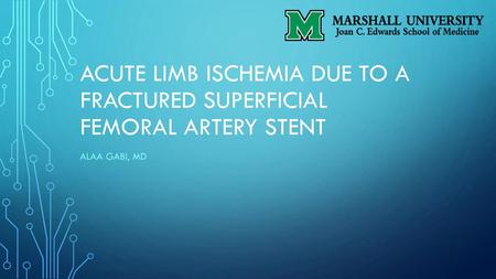 Acute Limb Ischemia due to a Fractured Superficial Femoral Artery Stent Alaa gabi, md.