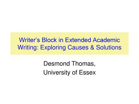 Desmond Thomas, University of Essex