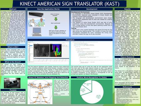 KINECT AMERICAN SIGN TRANSLATOR (KAST)