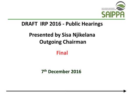 DRAFT IRP Public Hearings Presented by Sisa Njikelana