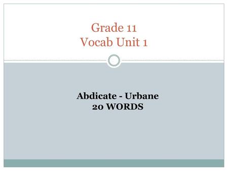 Grade 11 Vocab Unit 1 Abdicate - Urbane 20 WORDS.