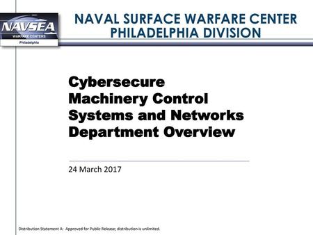 Cybersecure Machinery Control Systems and Networks Department Overview