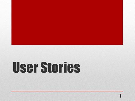 User Stories 1.