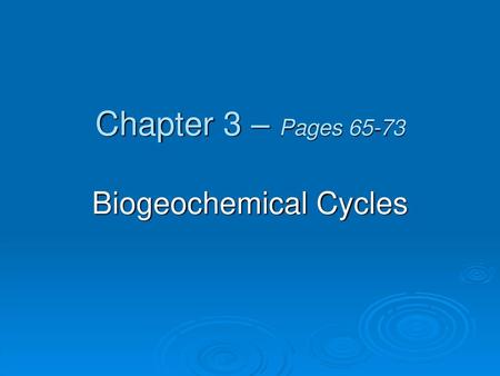 Biogeochemical Cycles