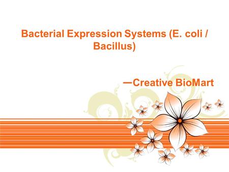 Page 1 Bacterial Expression Systems (E. coli / Bacillus) — Creative BioMart.