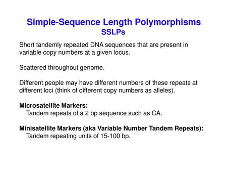 Simple-Sequence Length Polymorphisms