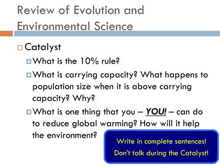 Review of Evolution and Environmental Science