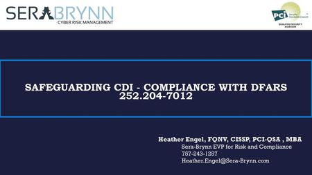 Safeguarding CDI - compliance with DFARS