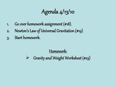 Gravity and Weight Worksheet (#23)