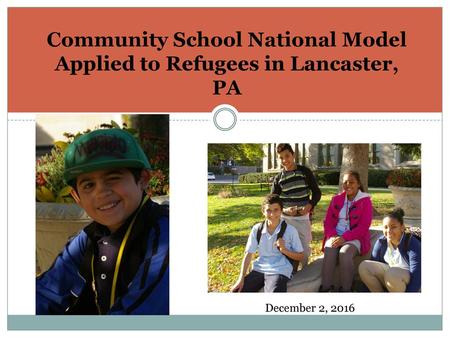 Community School National Model Applied to Refugees in Lancaster, PA