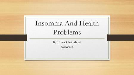 Insomnia And Health Problems