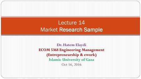 Lecture 14 Market Research Sample