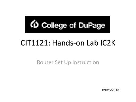 Router Set Up Instruction